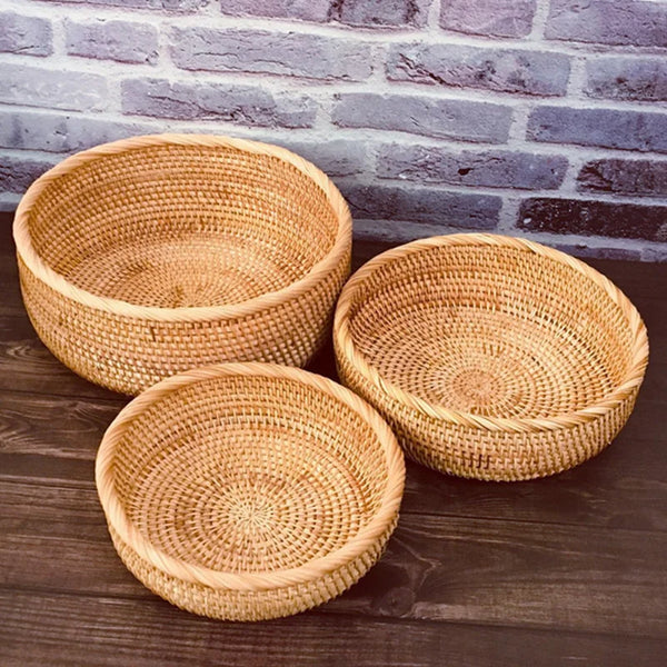 Hand-Woven Rattan Storage Basket
