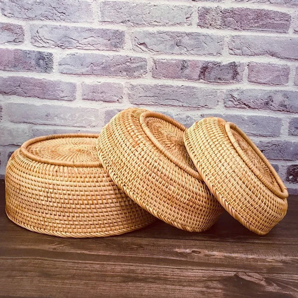 Hand-Woven Rattan Storage Basket