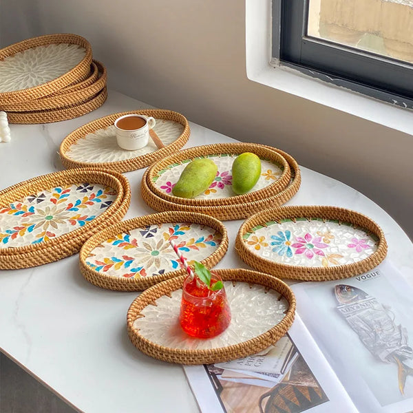 Hand-Woven Rattan Serving Tray