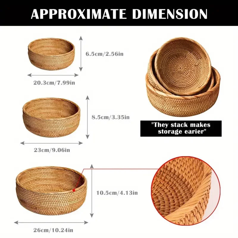 Hand-Woven Rattan Storage Basket